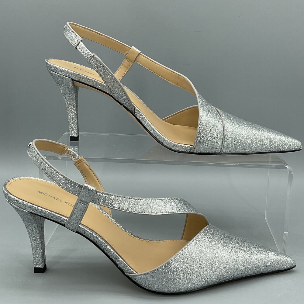 Michael Kors Women’s Jaida Slingback Pumps Silver Size 8